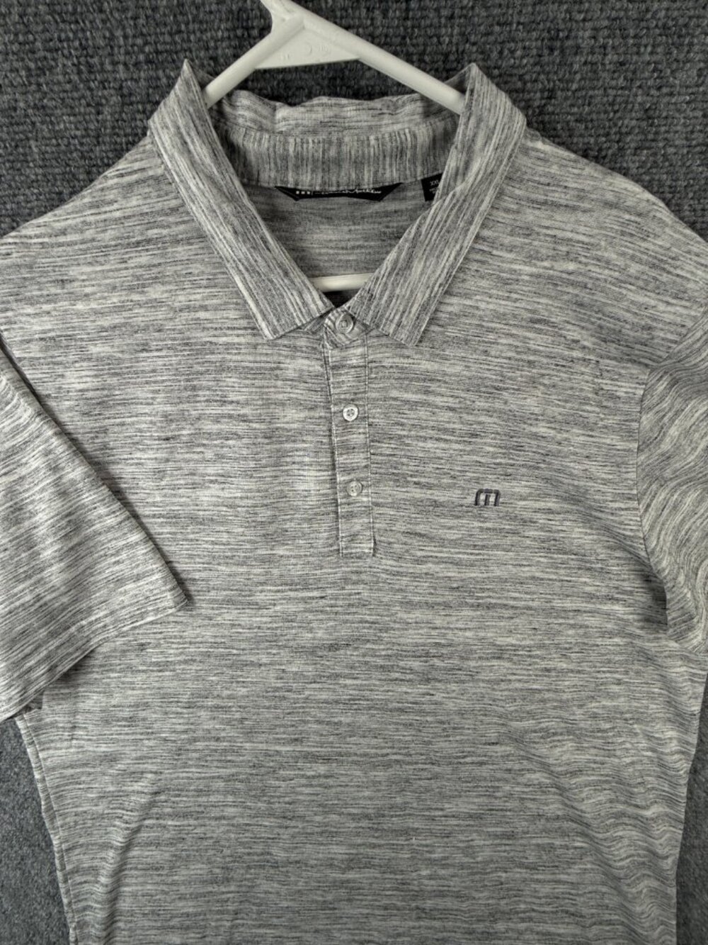 Travis Matthew Polo Shirt Light Gray Short Sleeve Golf 2XL Heathered Chest Logo